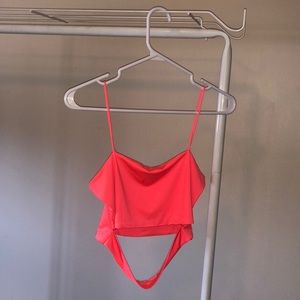 Neon pink cropped spaghetti strap